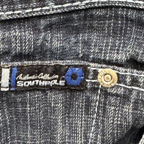 Southpole Jeans 38 (36") Blue Vintage Wide Leg Baggy Plaid Pockets Y2K Skater - Picture 6 of 15